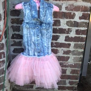 Denim..soft washed and pink Tulle fancy dress!!